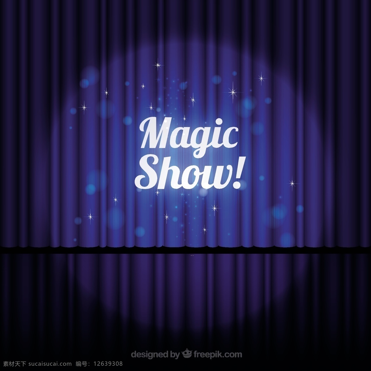 魔术表演 蓝色 舞台 窗帘 戏剧 魔术 表演 闪亮的火花 黑色