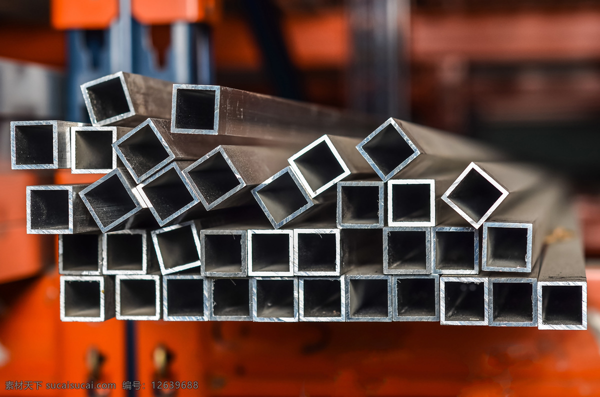 钢材 钢材摄影 管道 钢管 方形管道 水电材料 生活百科 工业生产 现代科技