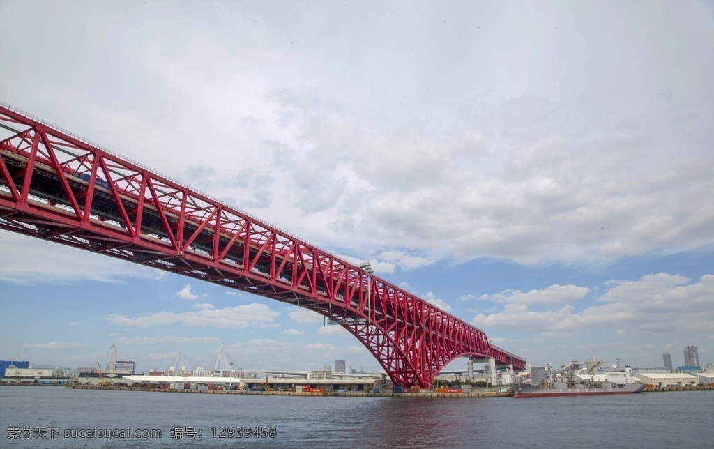 日本 天 保山 大桥 大阪 天保山 海洋 红桥 天保山公园 蓝天 白云 旅游摄影 国外旅游