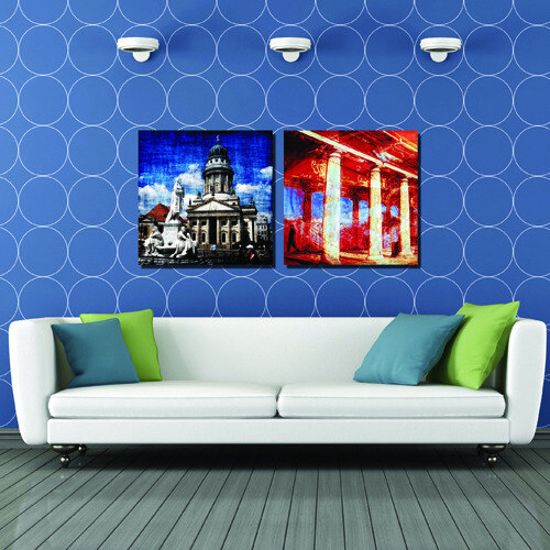 客厅建筑壁纸 壁画 装饰画 建筑 景点 蓝色