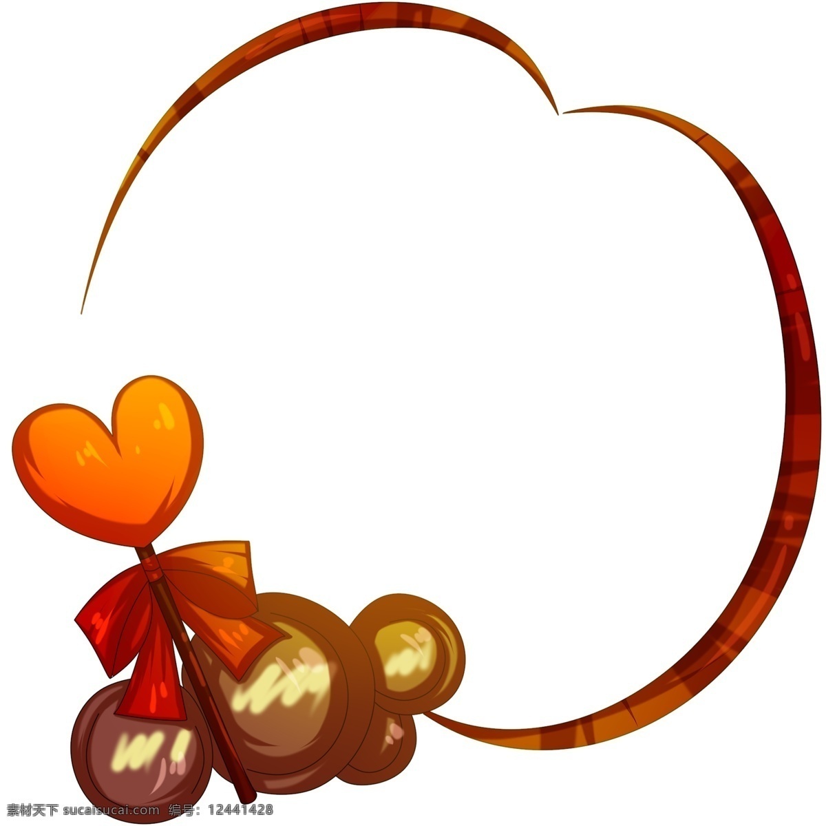 爱心 棒棒糖 边框 插画 爱心棒棒糖 情人节棒棒糖 爱心边框 巧克力边框 棕红色边框 爱心糖果