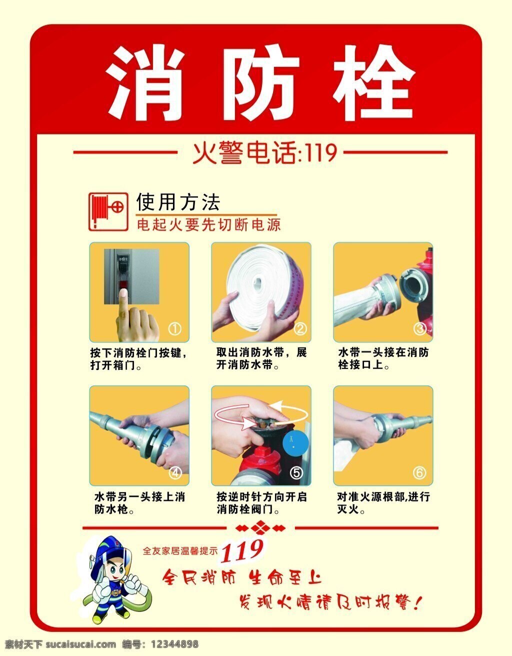 消防栓 使用说明 灭火器 安全 火警 白色