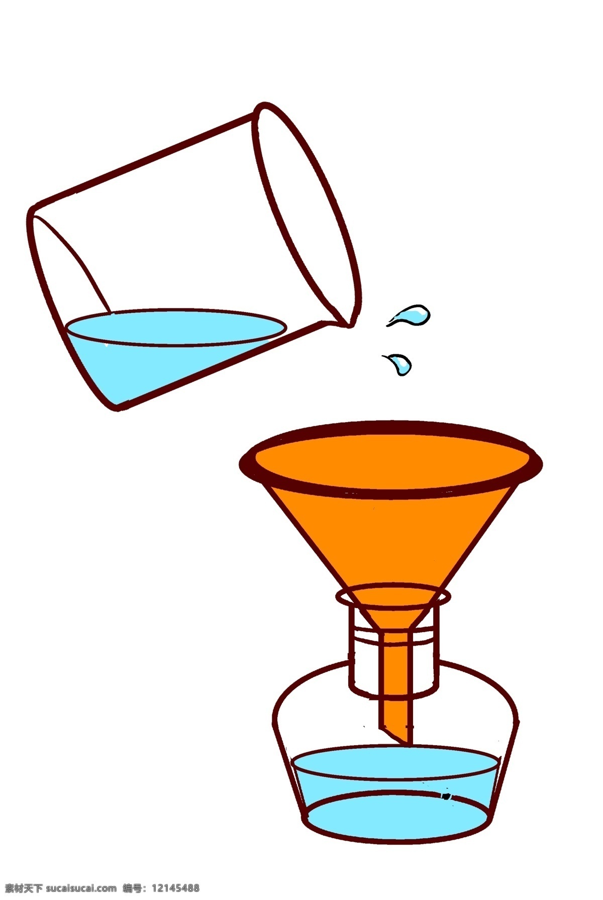 蓝色 化学试剂 插画 蓝色的试剂 卡通插画 化学插画 化学仪器 化学试管 倾倒的试剂