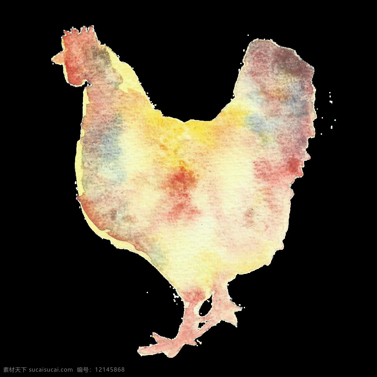 手绘 彩色 公鸡 透明 装饰 图案 装饰图案 散步 免扣素材