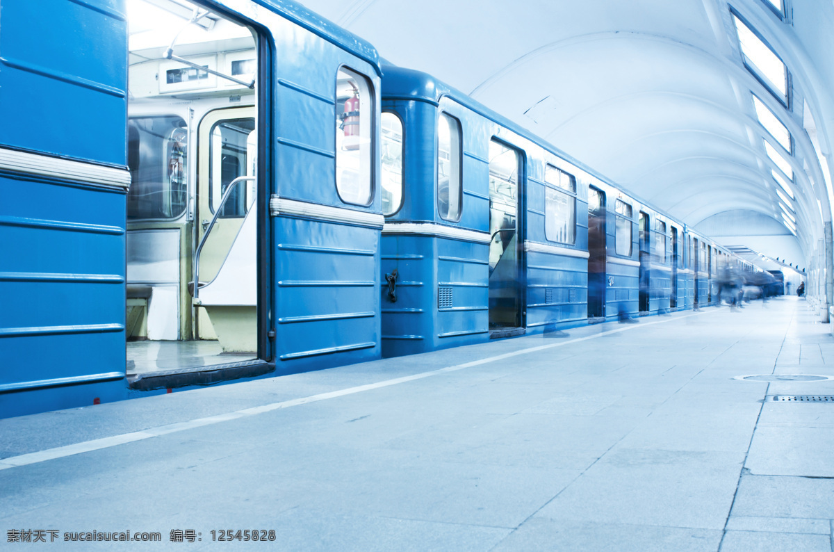 大门 打开 地铁 大门打开 蓝色地铁 道路 车站 汽车图片 现代科技