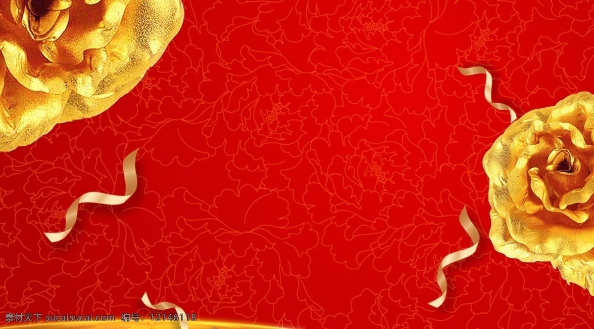 红色 喜庆 新年 展板 背景 庆典背景 春节活动背景 新年背景 新年展板 红色背景 红色展板 花朵 金色