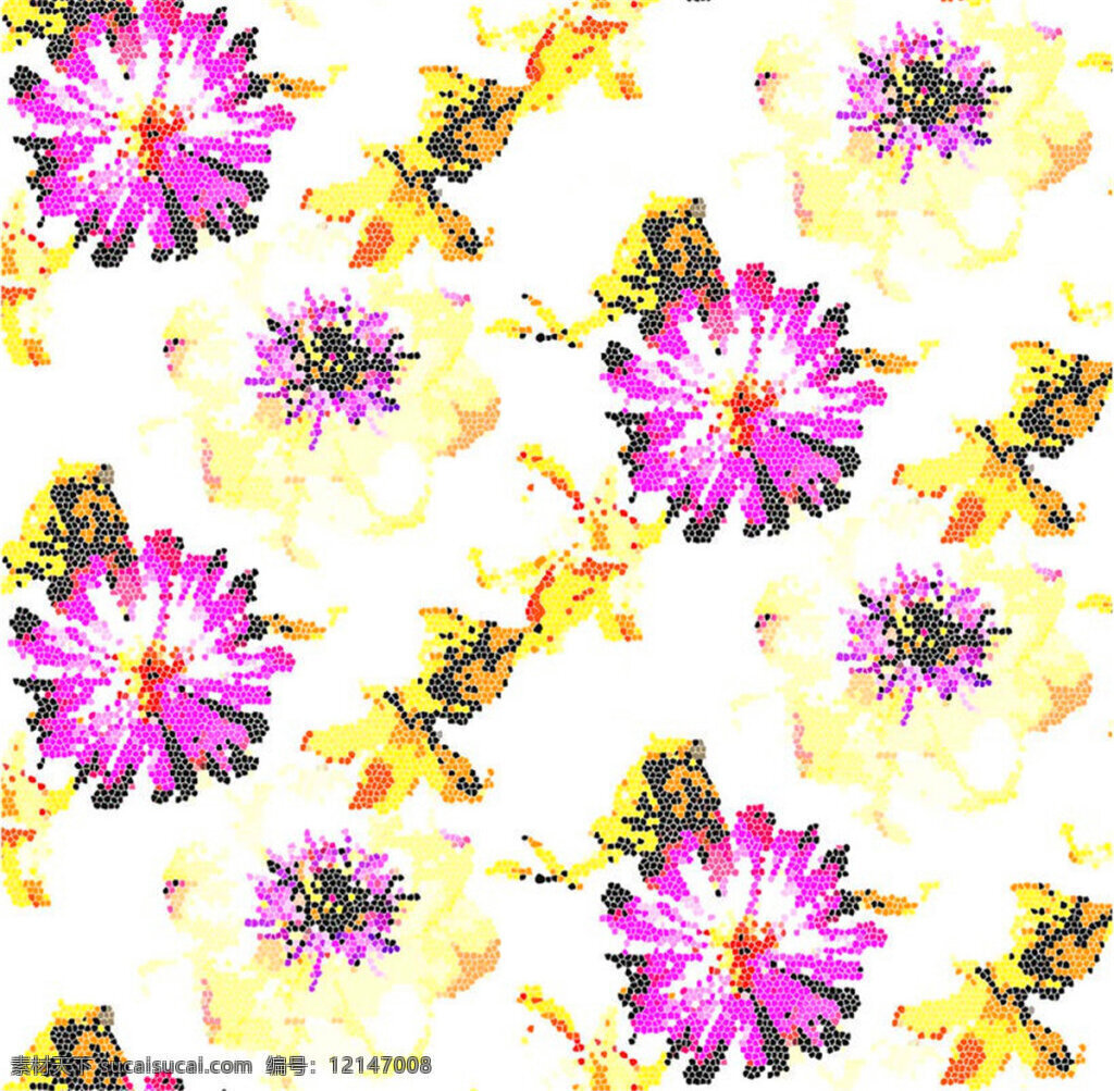 清新 简约 紫色 花朵 壁纸 图案 壁纸图案 黄色花朵 清新风格 植物壁纸 植物元素