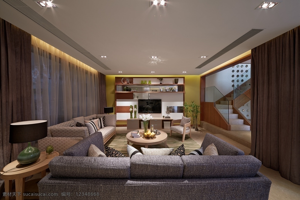 灰色 沙发 客厅 现代 效果图 正面 软装效果图 室内设计 展示效果 房间设计家装 家具
