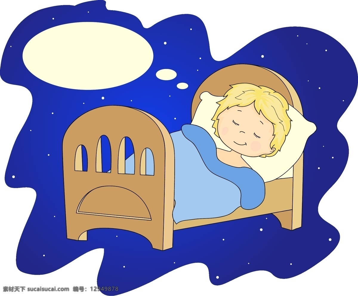 睡梦 里 孩子 月亮 矢量 睡眠 睡梦中 睡在 床上 婴儿 星空 儿童 插画