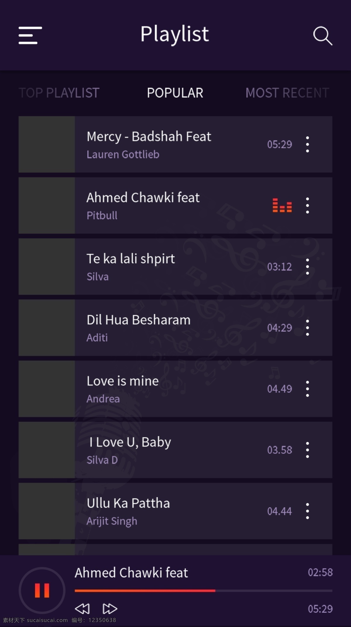 紫色 酷 炫 音乐 手机 app 播放列表 展示 界面 app界面 音乐界面 手机app 播放 音乐app 手机音乐 app展示 歌曲展示 音乐展示