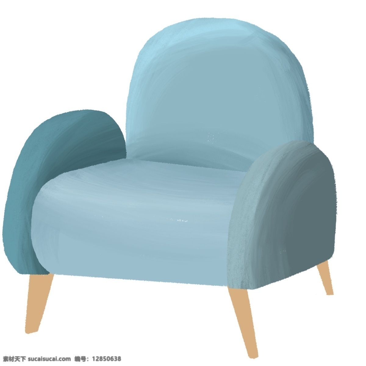 蓝色 极 简 风沙 发 手绘 卡通 家居 文艺 时尚 极简风 沙发元素 psd设计 单人沙发