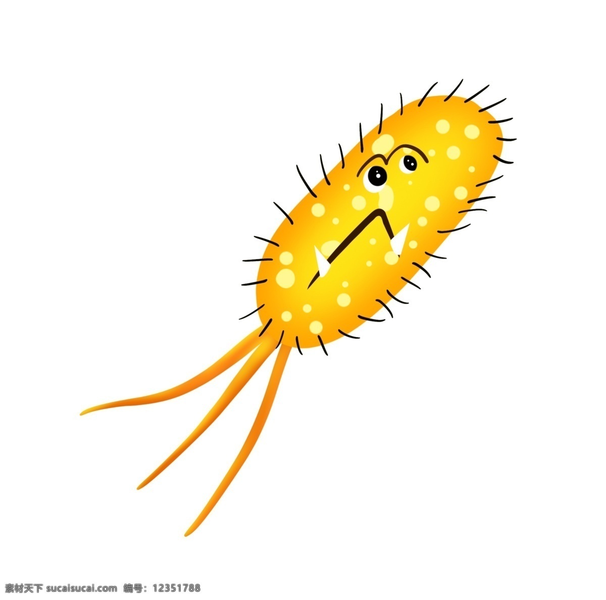 红色 尾巴 细菌 插画 黄色的细菌 卡通插画 有害细菌 细菌插画 病菌插画 病菌细菌 长尾巴的细菌