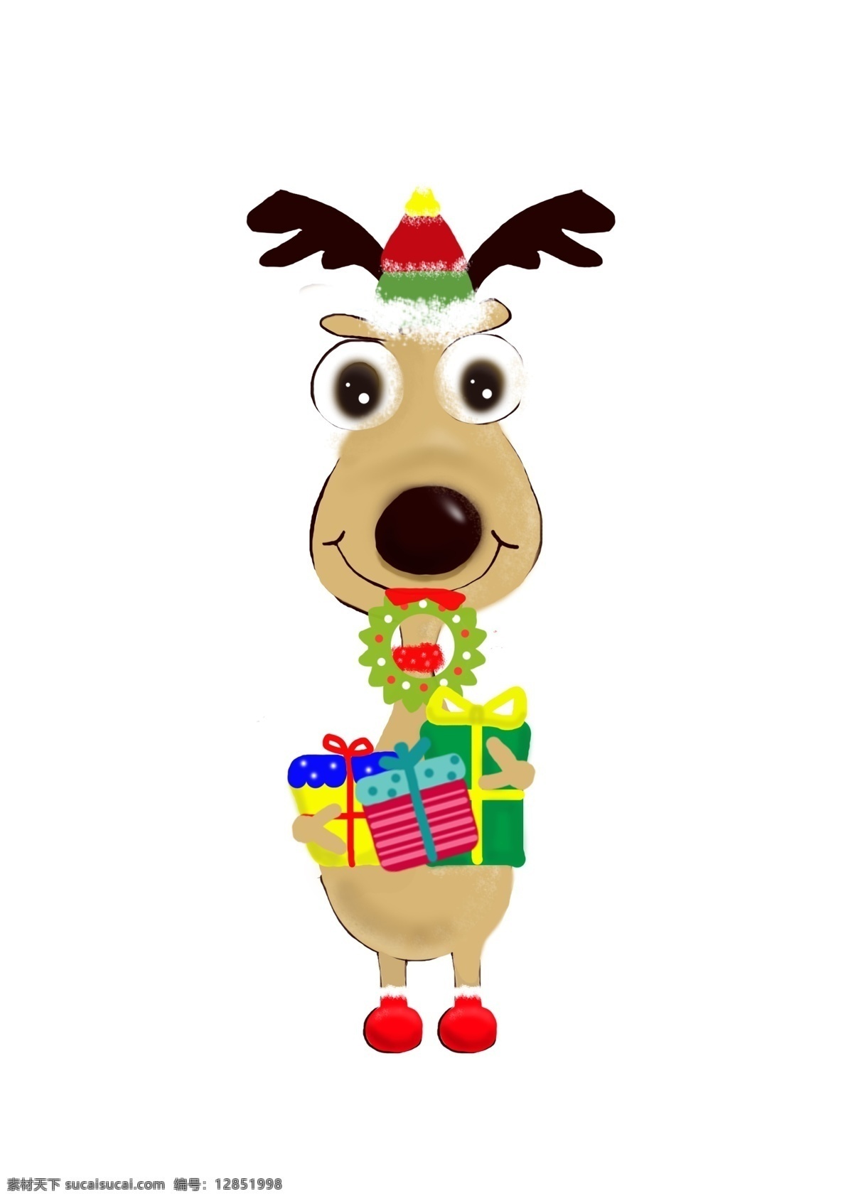 手绘 卡通 圣诞 麋鹿 礼物 手绘麋鹿 圣诞麋鹿 可爱 圣诞快乐 merry chirstmas 2018圣诞 圣诞袜 圣诞节 喜庆