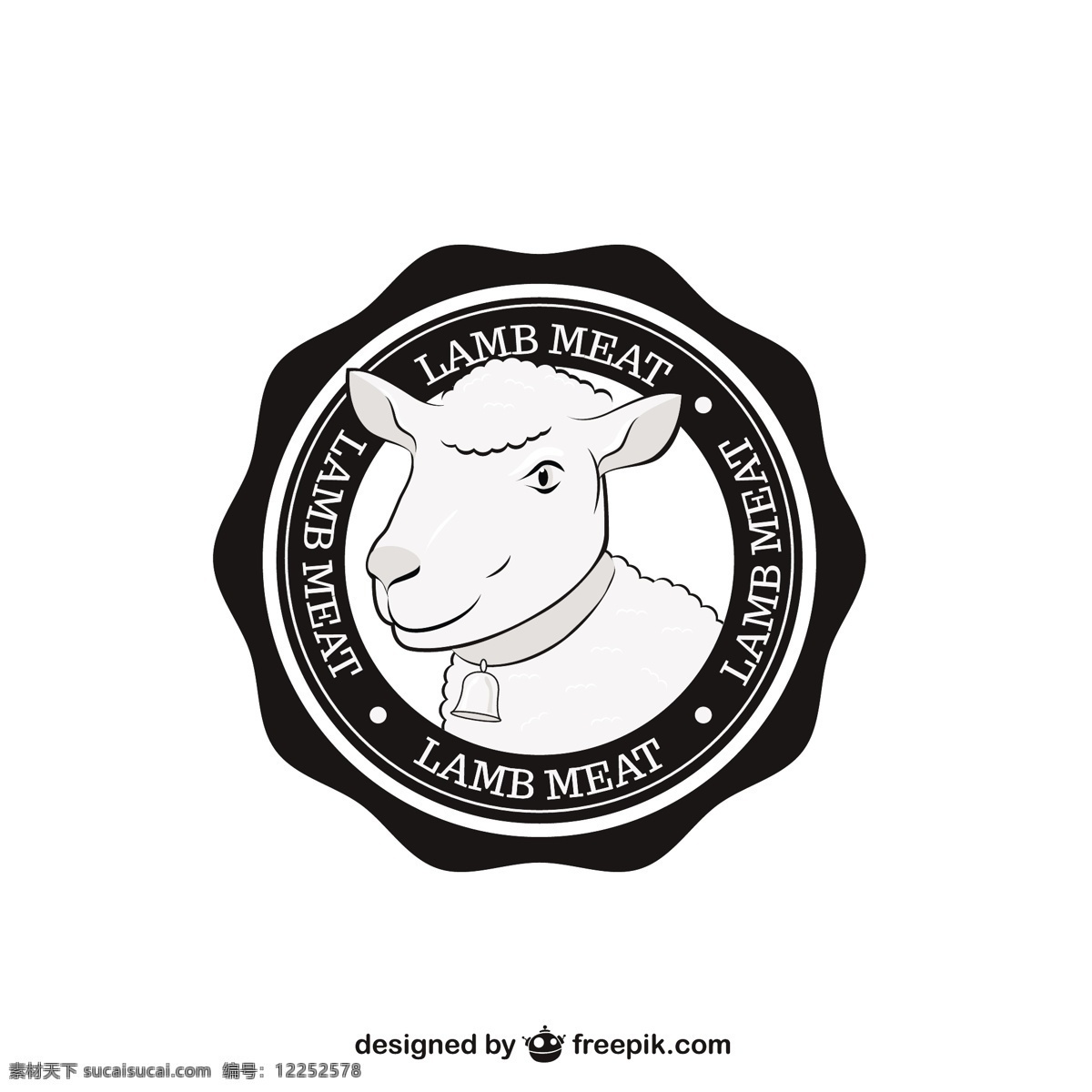 羔羊肉密封 食品 标签 徽章 动物 农场 海豹 肉类 羔羊 家畜 白色