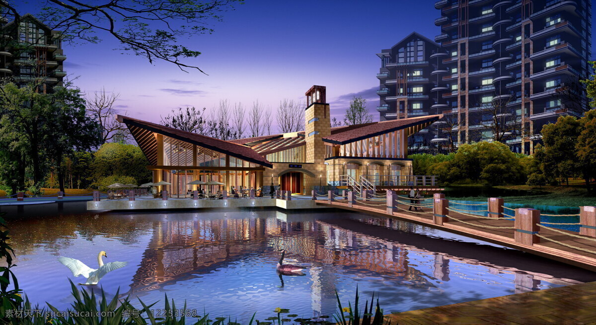 紫檀 山庄 售楼 部 长廊 环境设计 建筑 建筑设计 景观 水景 外景
