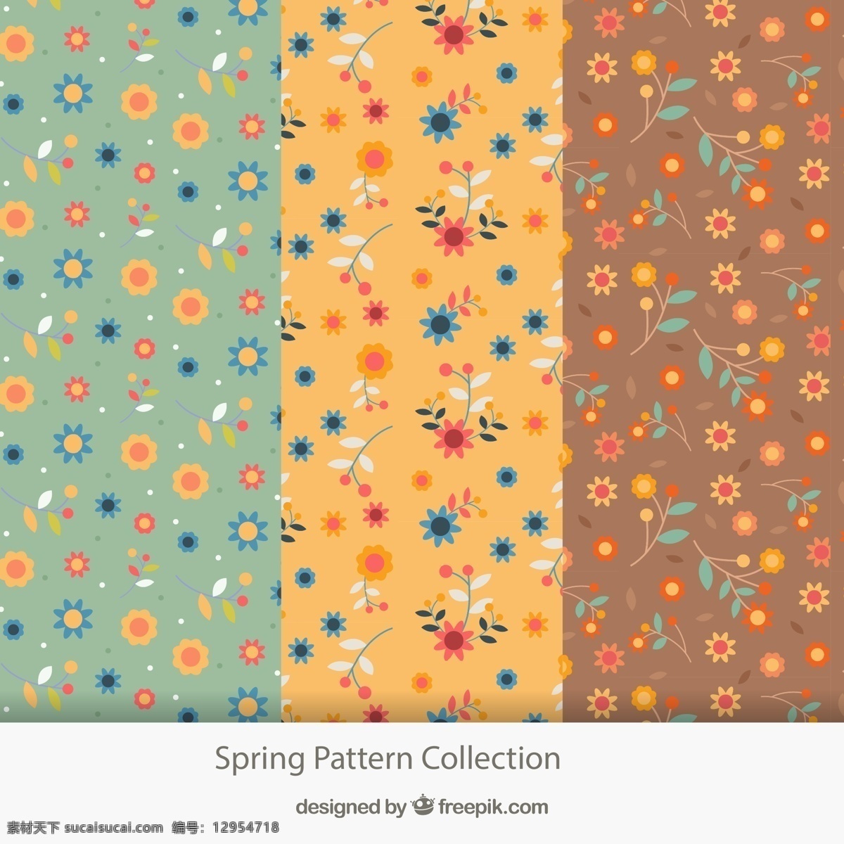 春季 花朵 无缝 背景图片 彩色 无缝背景 矢量图