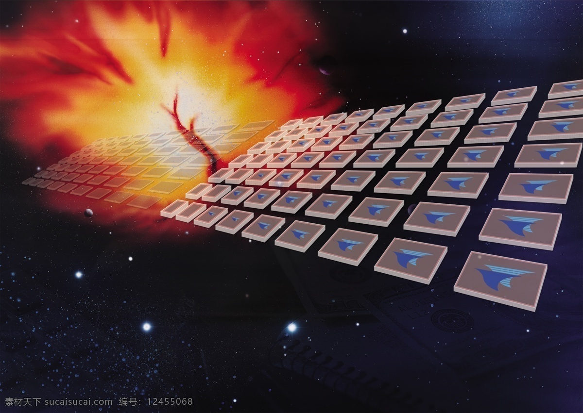 科技键盘 高科技 核心技术 创意手 数字 分层 源文件