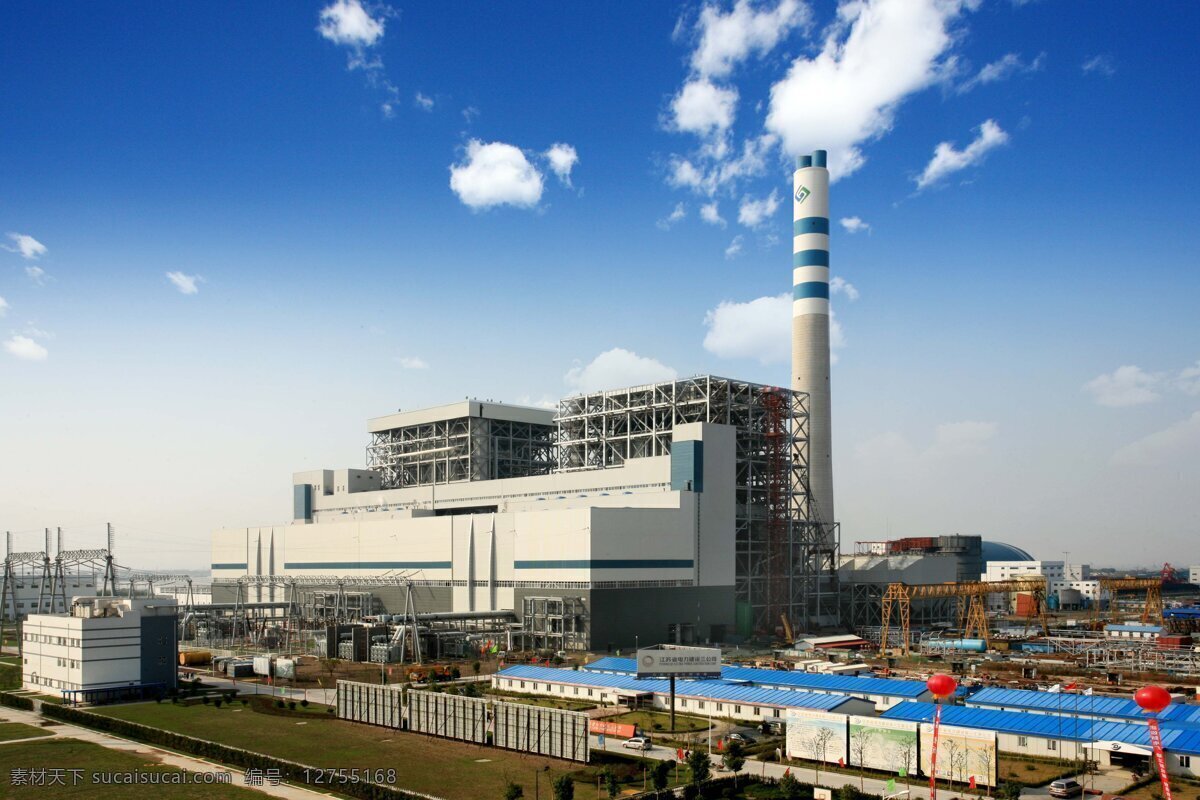泰州 百 万发 电厂 百万发电厂 烟囱 蓝天白云 电力 环保 能源 发电站 工业生产 现代科技