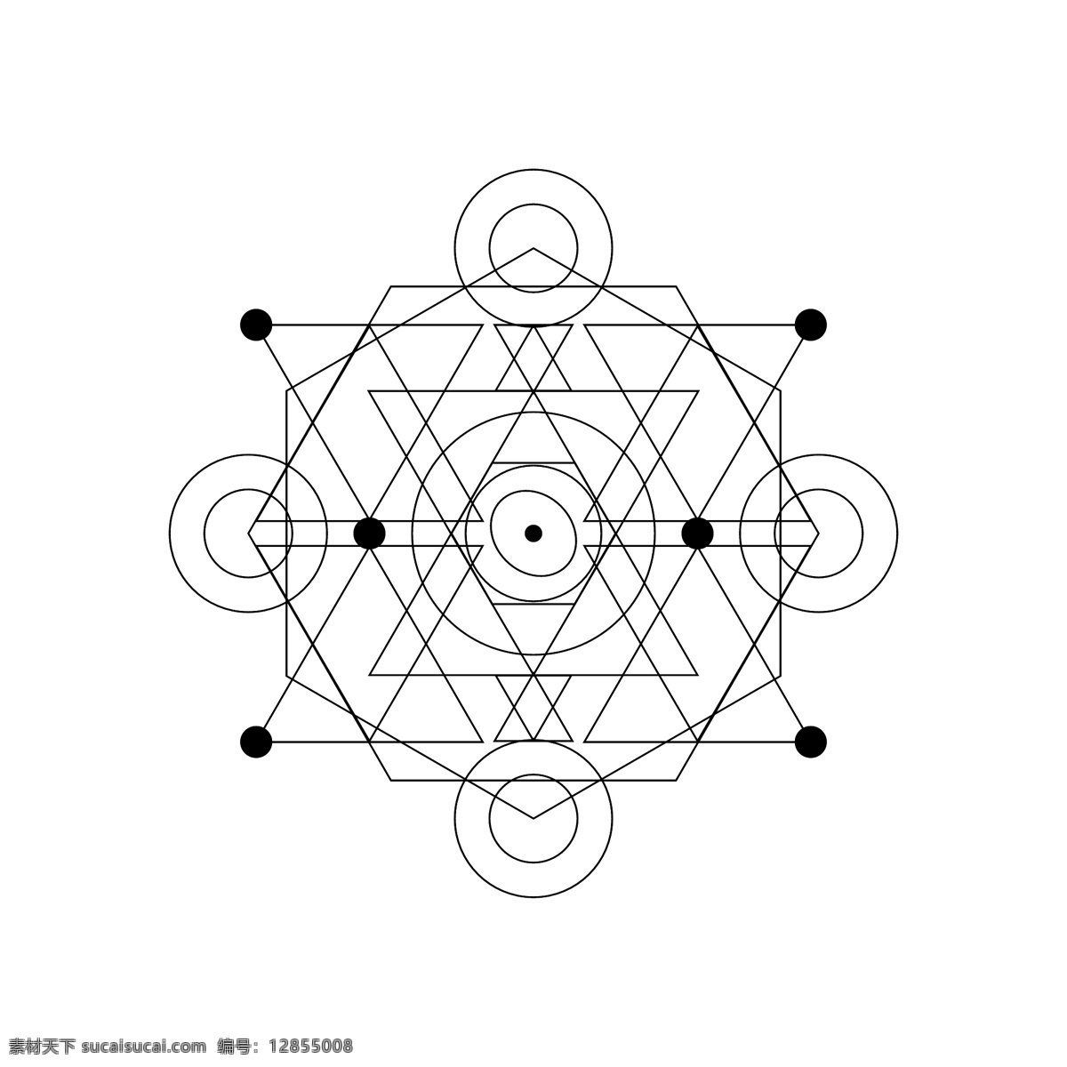 法 阵 几何 多边形 创意 矢量 线条 圆形 法阵 点状 黑白