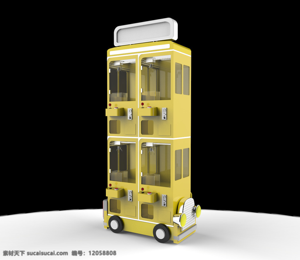 黄色 巴士 迷你 娃娃 机 3d 模型 黄色巴士 黄巴士 迷你娃娃机 夹公仔机