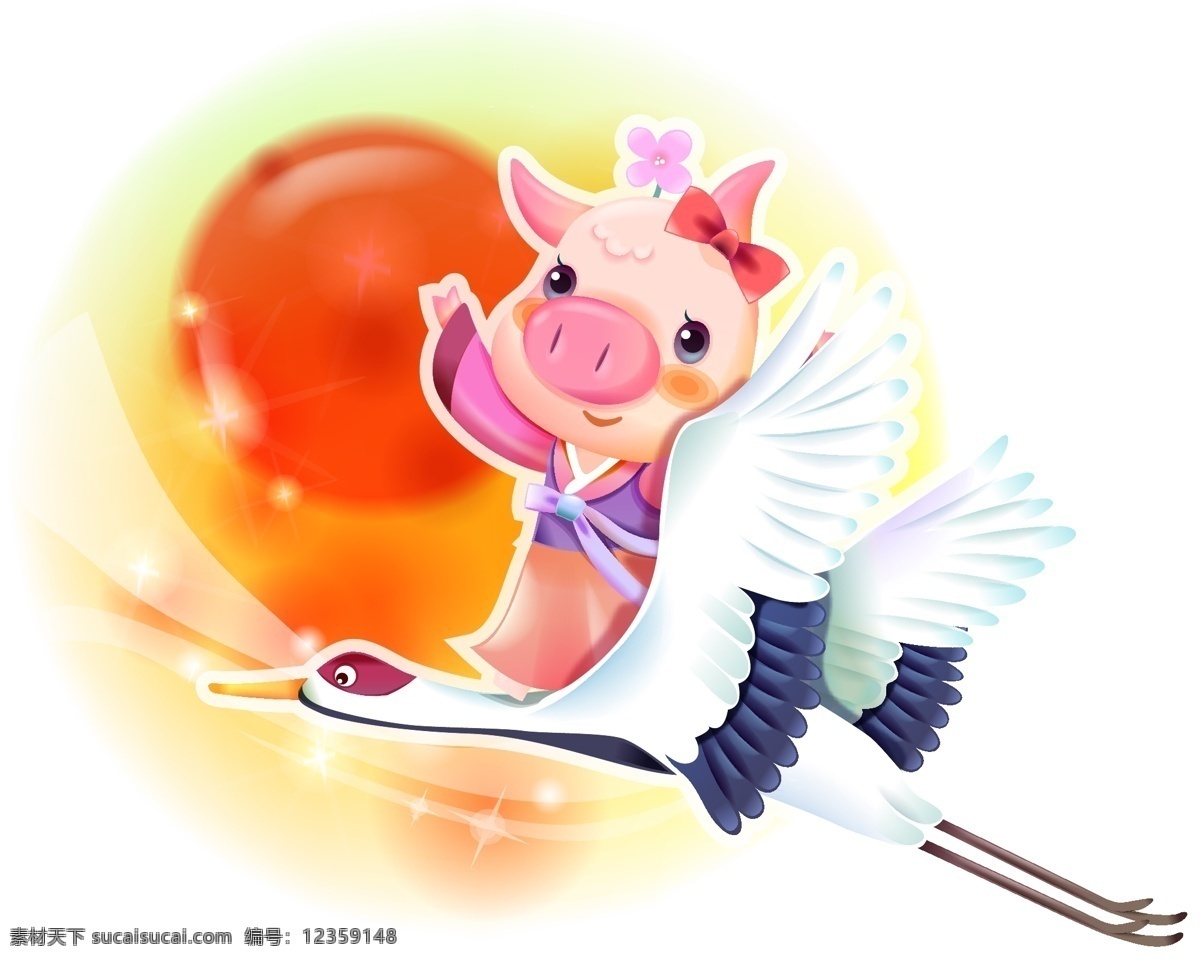 2007 最新 韩国 新春 情侣 猪 矢量图 鹤 模板 情侣猪 设计稿 源文件 2007新年 最新韩国 节日大全 节日素材