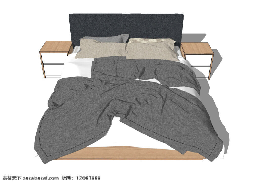 创意 床铺 模型 效果图 黑色 深色 灰色 3d模型 床铺效果图 单体模型