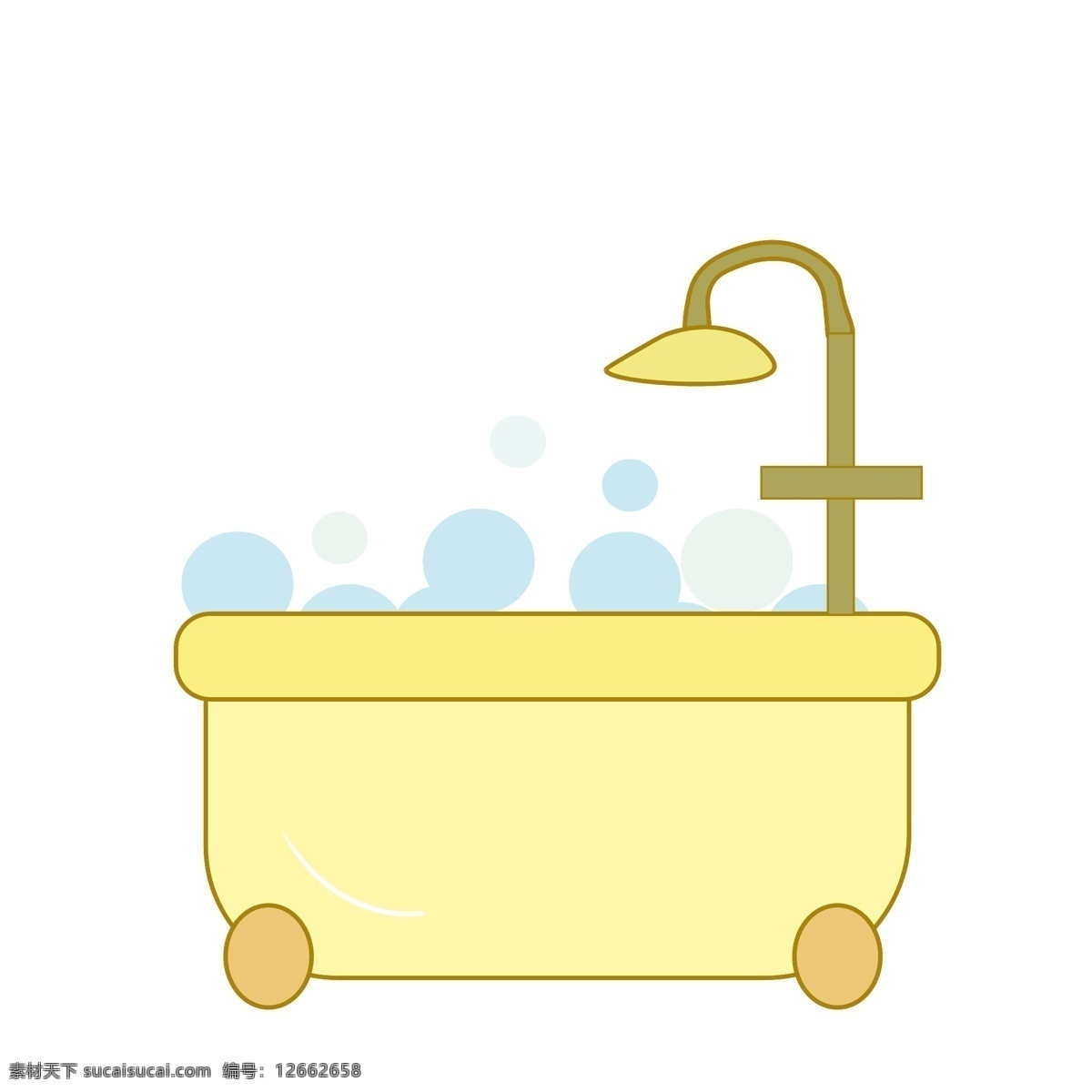 黄色洗浴浴缸 家具 花洒 洗浴
