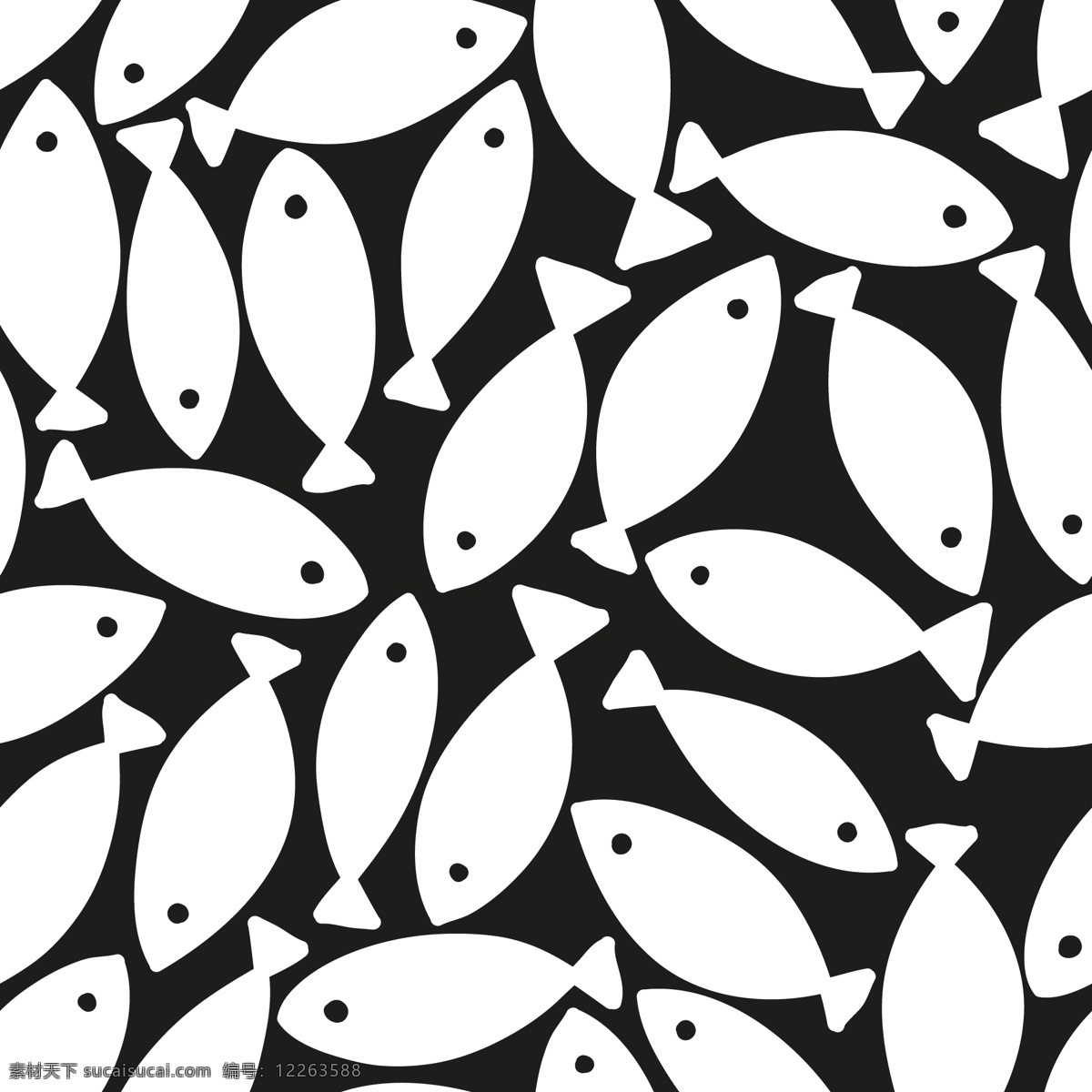 鱼 鱼剪影 海鲜 海鲜剪影 黑白 黑白剪影 矢量 矢量鱼 分层