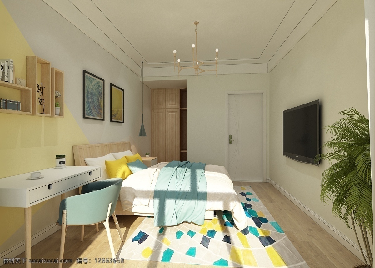 现代 卧室 三维 模型 图 现代简约 卧室模型 三维渲染 3dmax 灯光渲染