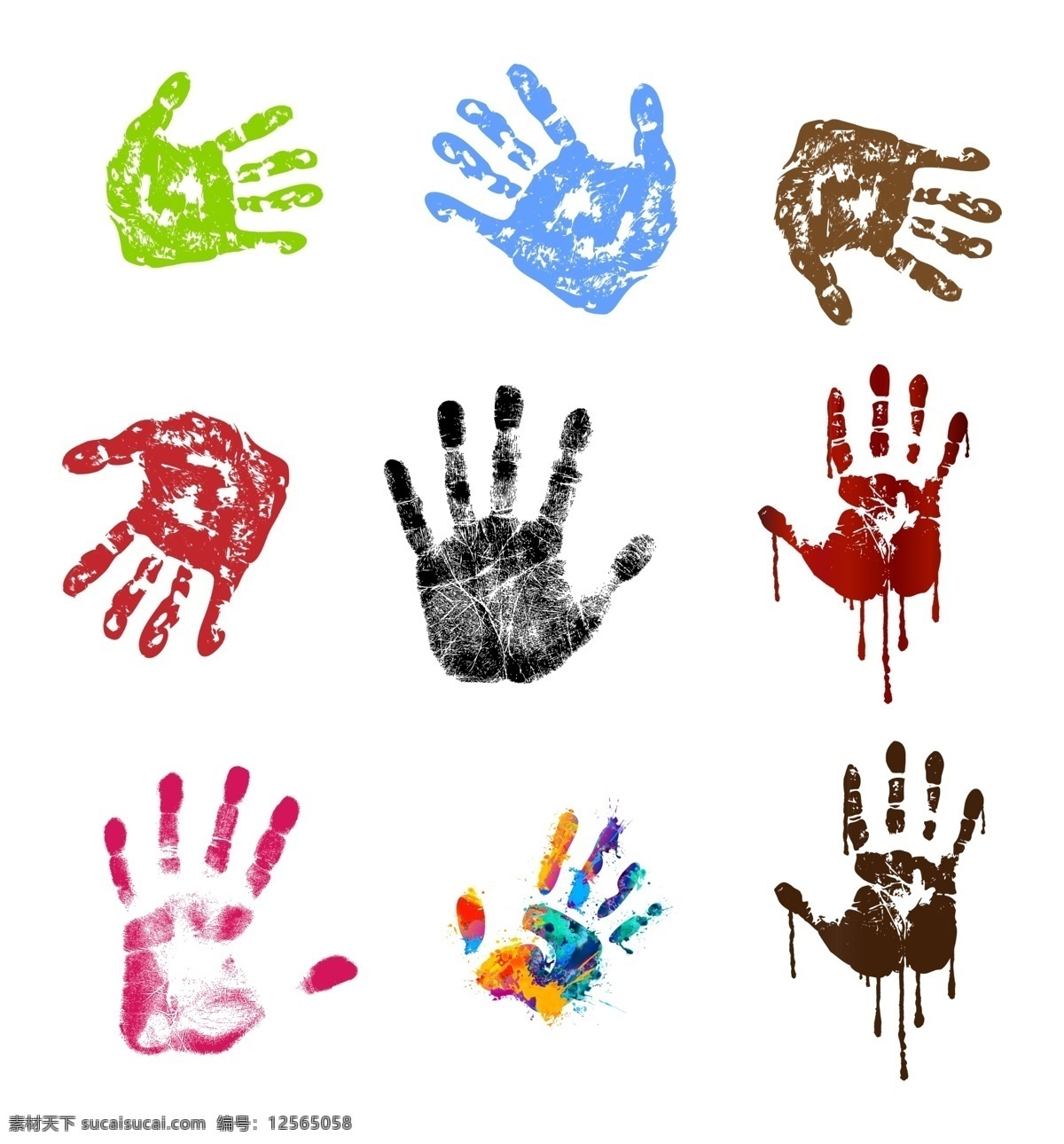 彩色手印 卡通手印 手印素材 手掌 彩色手掌 手掌素材 卡通手掌