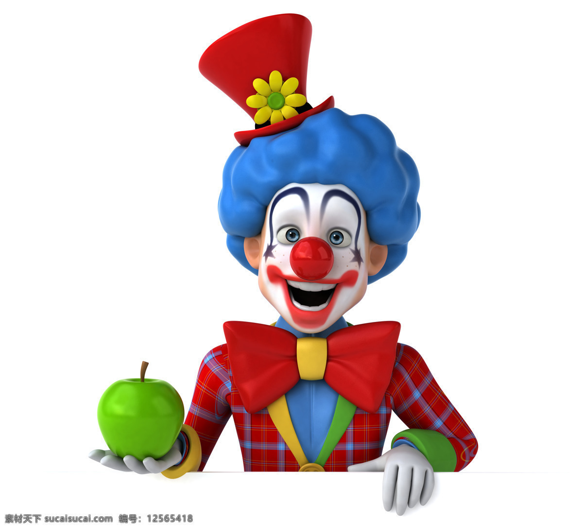 苹果 小丑 3d小丑 卡通小丑 3d卡通人物 马戏团小丑 其他类别 生活百科