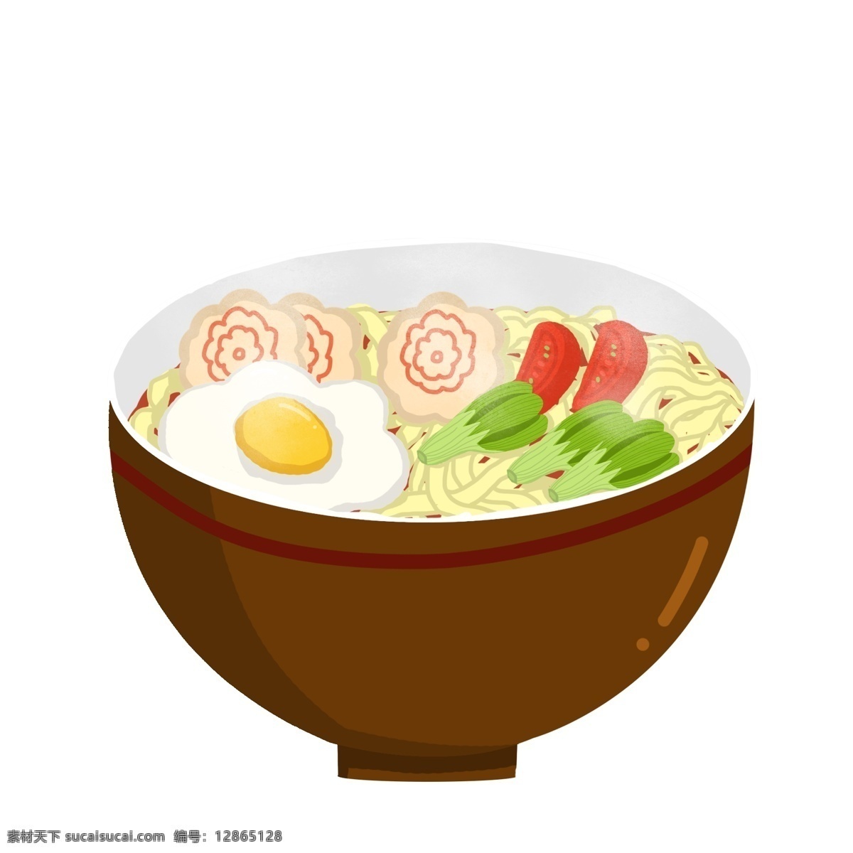 卡通 食物 手绘 插画 美食 手绘插画 卡通拉面 日本拉面 兰州拉面 鸡蛋 香肠 青菜 番茄 碗 美味