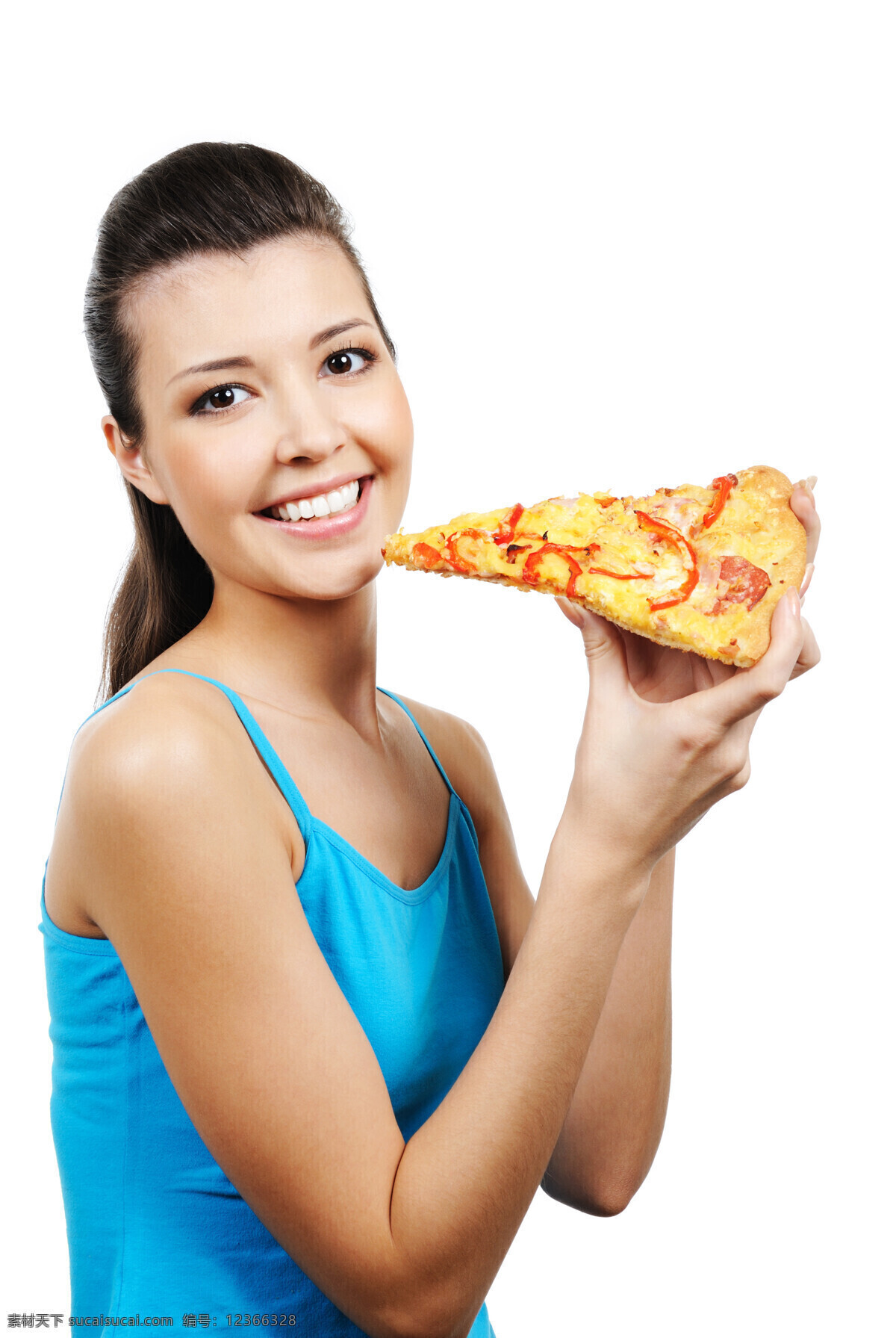 披萨 女人 热量食品 开心 女性 外国女人 年轻女子 吃披萨的女人 美食 比萨饼 比萨 意大利馅饼 美味 西红柿 辣椒 番茄 西餐美食 美女图片 人物图片
