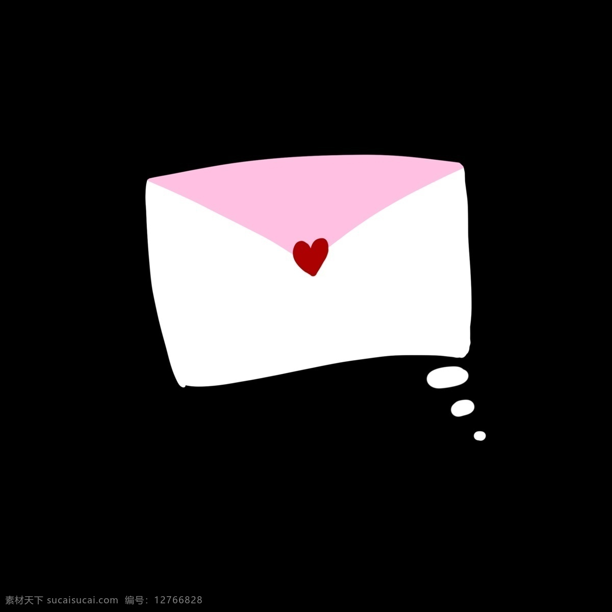 可爱 恋爱 信封 气泡 粉色 白色 对话框 小清新 免抠图 手绘 卡通 插画 爱心 情书