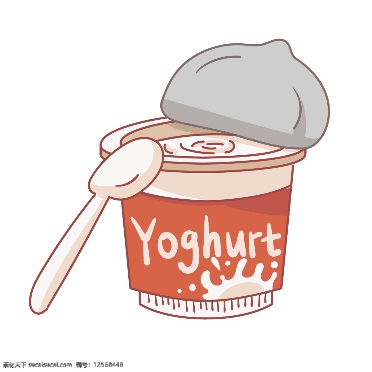 卡通酸奶 手绘酸奶 矢量酸奶 酸奶素材 杯装酸奶 卡通勺子