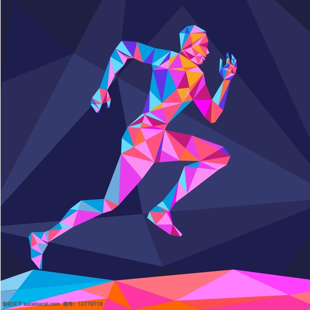 人物 奔跑 创意 运动员 短跑 选手 赛跑者 跑步 颗粒 光斑 科技 线条 发光 水彩矢量