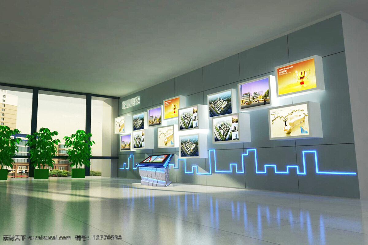 展厅 恒生展厅 企业展厅 展馆 科技 效果图 环境设计 展览设计