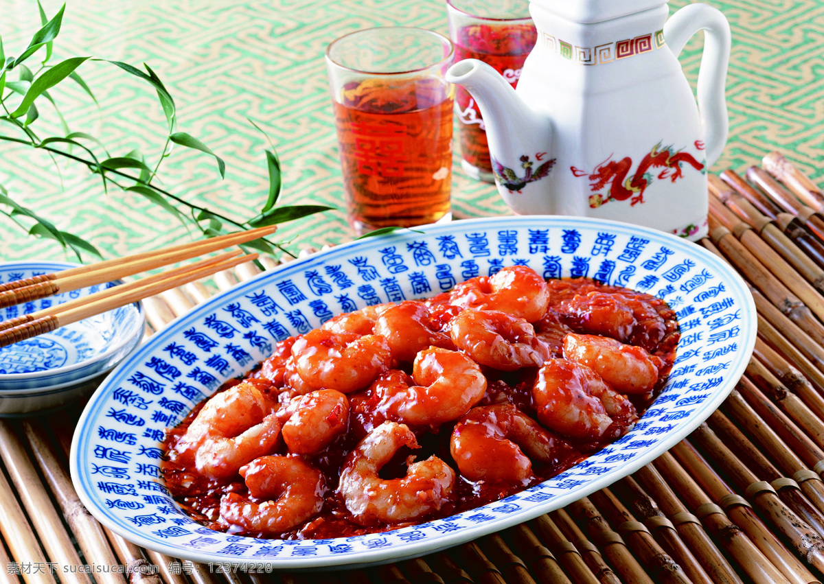 虾仁 杯子 餐饮美食 茶壶 传统美食 古典 筷子 盘子 竹子 矢量图 日常生活