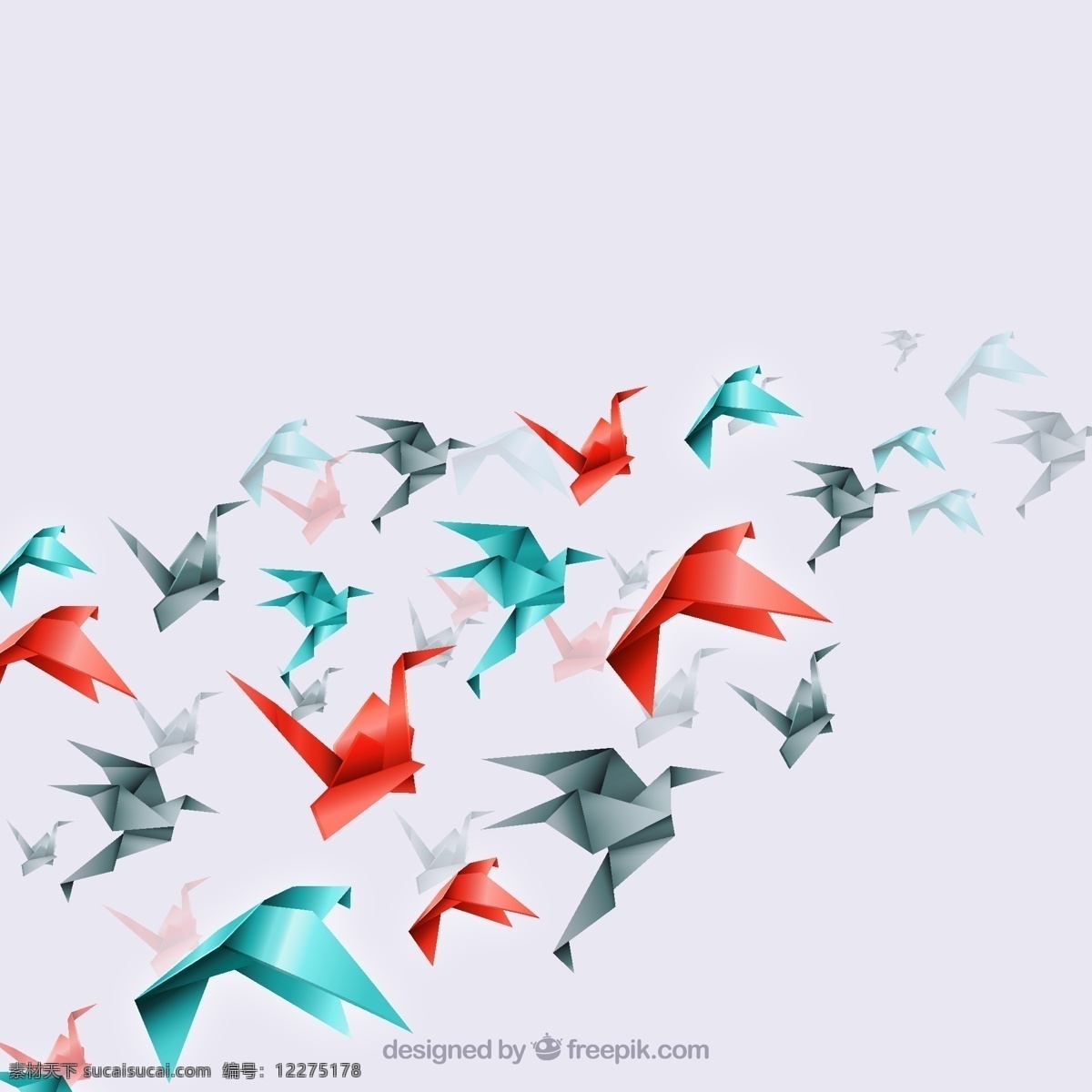 飞翔 缤纷 千 纸鹤 矢量 千纸鹤 折纸 鸟 插画 背景 海报 画册 矢量动物 生物世界 鸟类
