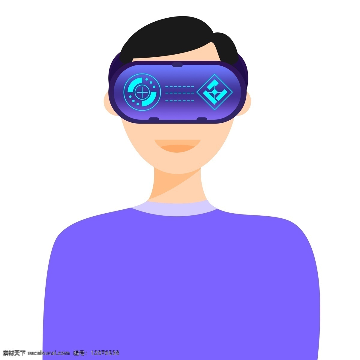 扁平化 带 vr 眼镜 男人 人物 男孩 未来科技 卡通设计 虚拟世界 vr眼镜