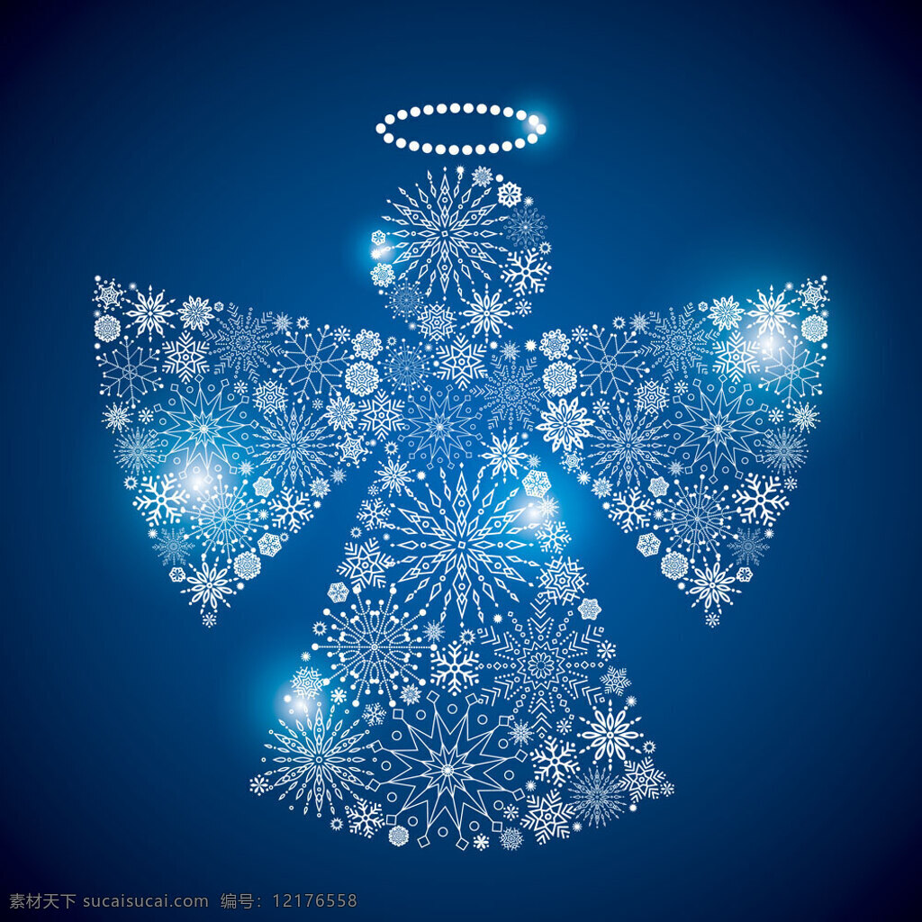 圣诞节 背景 灯光 蓝色背景 蓝色雪花背景 圣诞背景 圣诞素材 天使 雪花 背景图片
