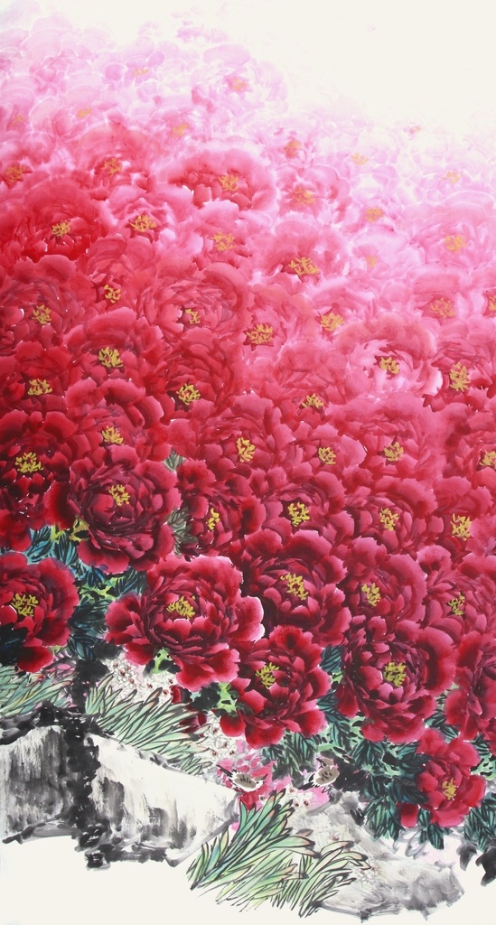 牡丹花海 国画花海 牡丹花 国画牡丹花 玫瑰花 国画玫瑰花 菊花 花海素材 鲜花素材 鲜花 毛笔画 水彩画 写真 鲜艳国画 山水画 国画 毛笔字 文化艺术 绘画书法