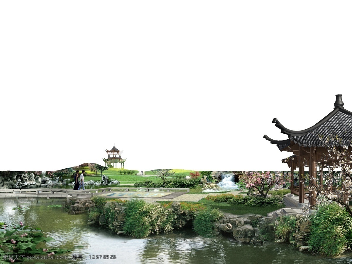 公园 湖泊 湖水 环境设计 景观 绿色 宁静 树木 公园景观设计 湖边效果图 亭子 水流 园林设计 源文件 家居装饰素材