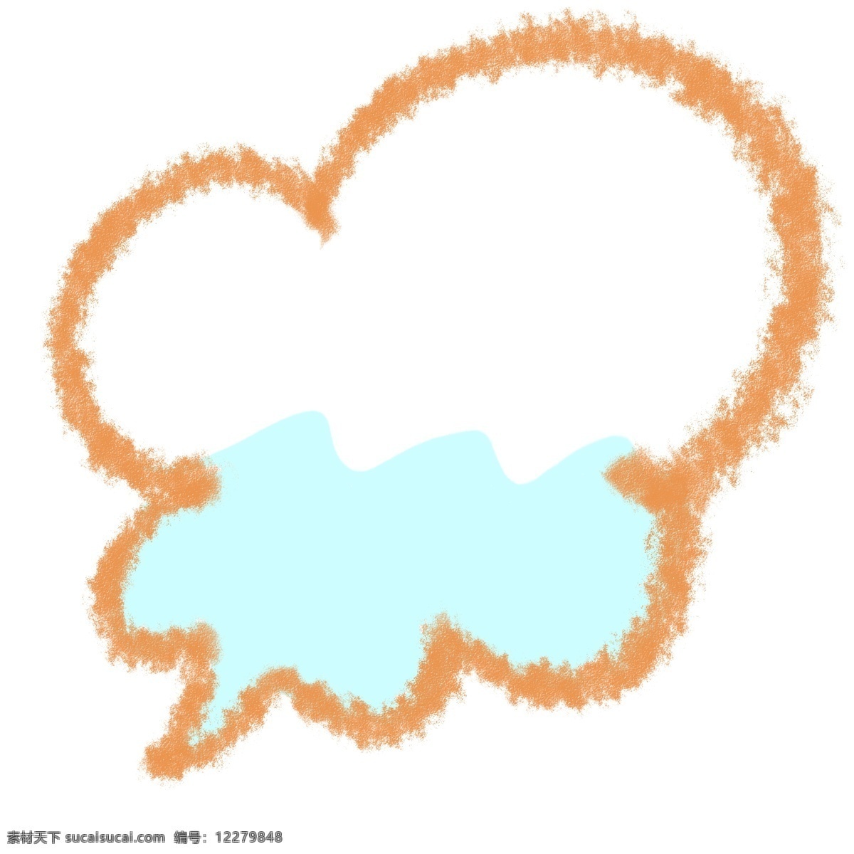 卡通 手绘 云朵 海洋 蜡笔 对话框 蜡笔对话框 创意 简约 蓝色 粉色 形状 边框 纯色 框 大气