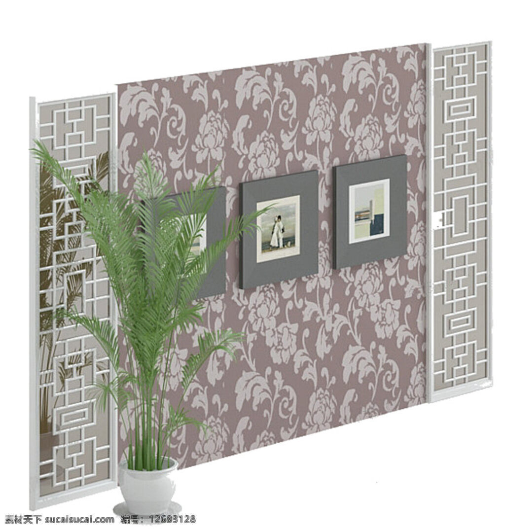 背景 墙 模型 模板下载 电视柜 客厅 现代 方 花瓶 有贴图 家具组合 拉手柜 max2009 白色