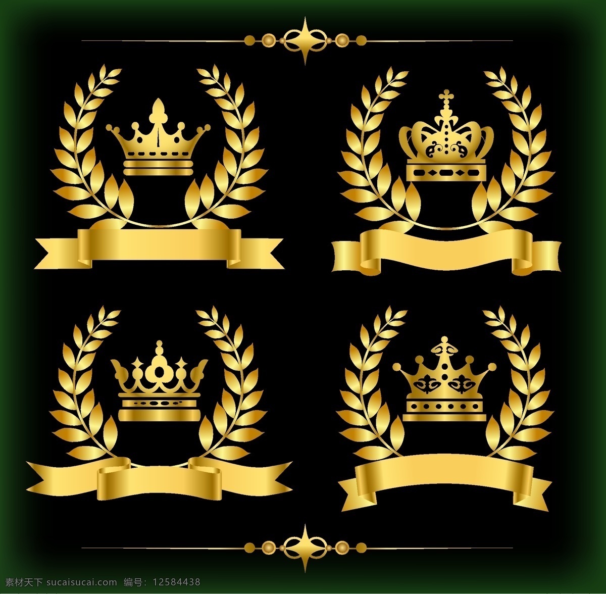 欧式 经典 皇冠 标致 网页设计 标签 金色 矢量素材 设计素材