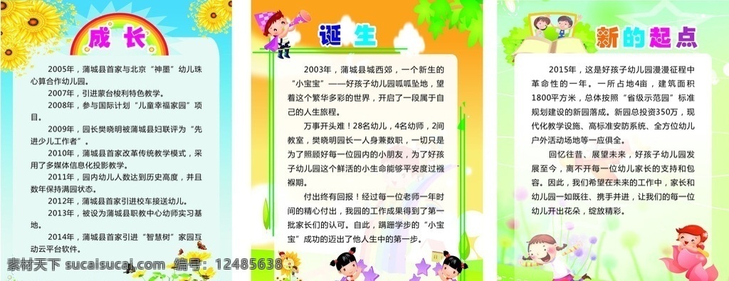 幼儿园制度 成长 诞生 新的起点 文字 图案 小娃娃 展板模板