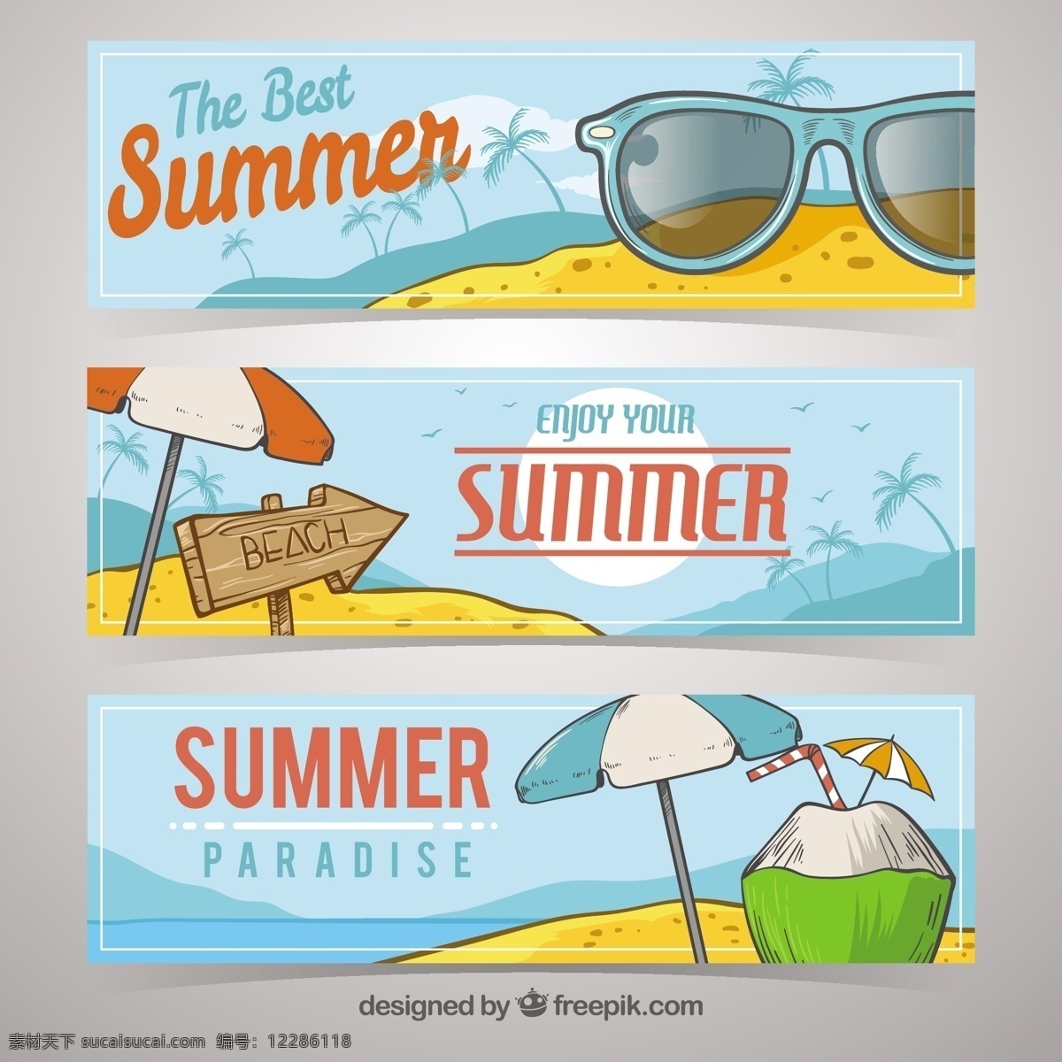 夏季 三 旗帜 选择 海洋 海滩 阳光 横幅 颜色 假日 公寓 饮料 平面设计 太阳镜 度假 沙滩 夏季海滩 季节