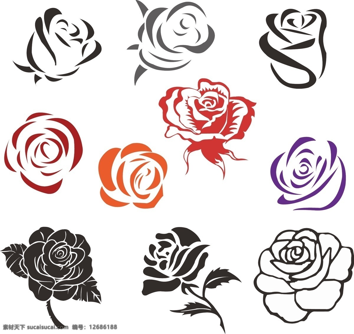 玫瑰花 花头 可爱 情人节 花朵 花 矢量花 花图标 矢量图 标志图标 其他图标