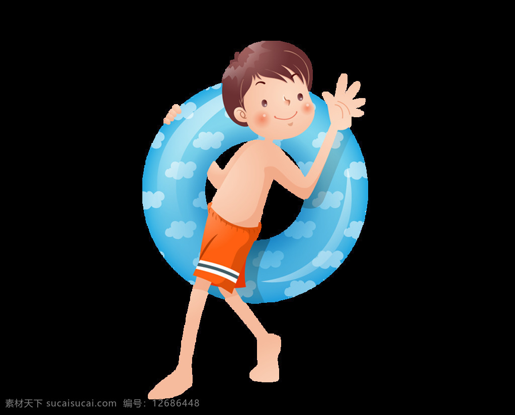 卡通 男孩 游泳 圈 元素 png元素 免抠元素 透明元素 游泳圈